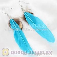 2011 Fashion Cyan And Grizzly Feather Earrings Forever 21 Alloy Fishhook