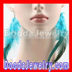 Wholesale Cheap Fashion Long Blue Feather Earrings