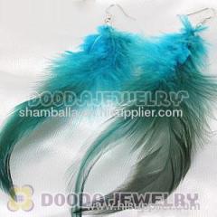 Wholesale Cheap Fashion Long Blue Feather Earrings