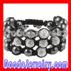 3 Row White Swarovski Crystal Cross Shamballa Bead Bracelet wholesale