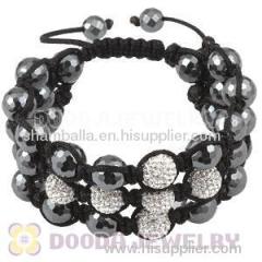 3 Row White Swarovski Crystal Cross Shamballa Bead Bracelet wholesale