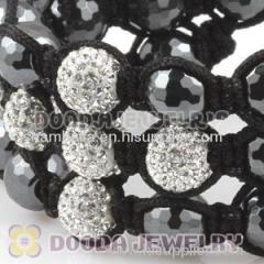 3 Row White Swarovski Crystal Cross Shamballa Bead Bracelet wholesale