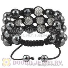 3 Row White Swarovski Crystal Cross Shamballa Bead Bracelet wholesale