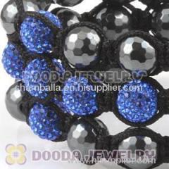 Fashion 3 Row Blue Swarovski Crystal Cross Shamballa Bead Bracelet