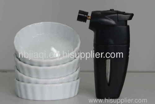 Creme brulee torch MT-3100S with 4 white procelain bowls