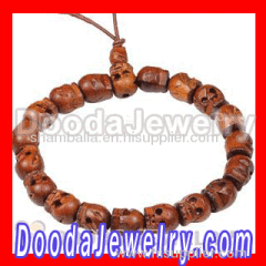 Wholesale 10×8mm Skull Wooden Beads Buddhist Prayer Bracelet Wrist Mala