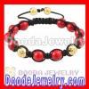 Red Coral Mens Shamballa Bracelet With Gold Nialaya Logo Bead