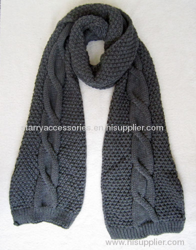 acrylic grey knitted scarf