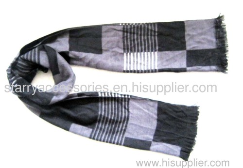 50% acrylic and 50% viscose black grey knitted scarf