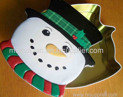 Snowman-shaped biscuit tin box