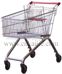 Zinc plated supermarket shopping cart 100L
