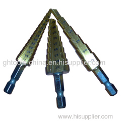 HSS 3PCS hex shank step drills bit set( titanium coated)