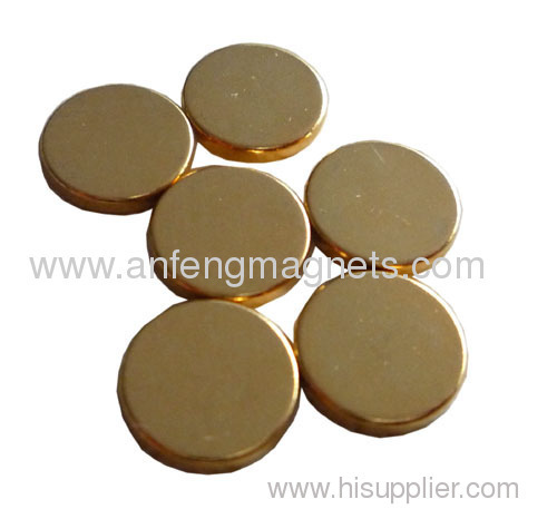 permanent magnet disc with golden coating