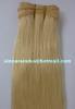 100% remy human hair weft extensions blonde color silk straight texture