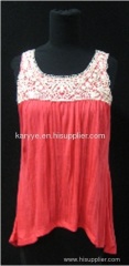 Sleeveless Square Neck With Crochet Top