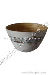 Bamboo bowl with inlaid mother of pearl