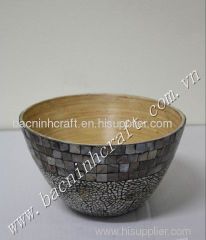 Bamboo bowl with inlaid mother of pearl