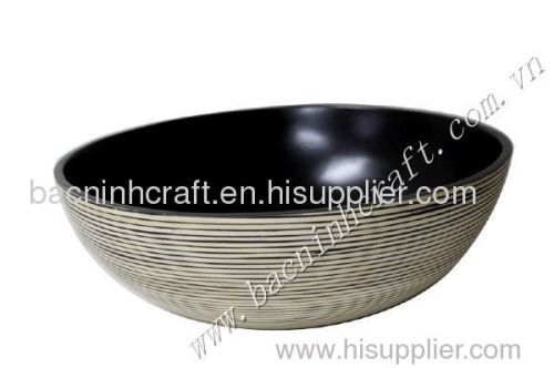 Bamboo bowl with inlaid rattan