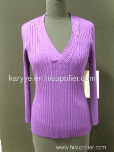 3/4 Sleeve Cross Over V-Neck Pullover