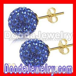 10mm Blue Swarovski Crystal Ball Stud Earrings sale