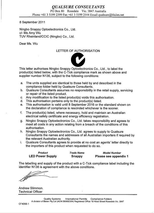 C-Tick Certificate 2