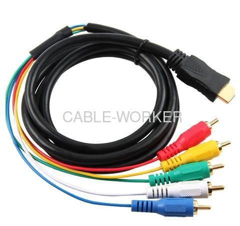 HDMI Male to 5 RCA RGB Audio Video AV Component Cable