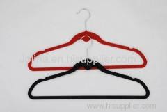 flocked men hanger with indent position and hook