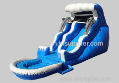 Hot sell in 2010 double dolphin inflatable water slide