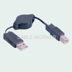 Retractable USB 2.0 A male to B male Cable