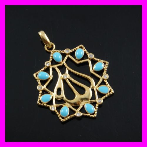 18k gold plated Oil drop allah pendant