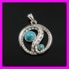 White gold plated turquoise pendant FJ 4620024