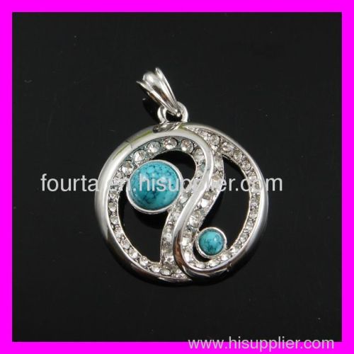 platinum plated turquoise pendant