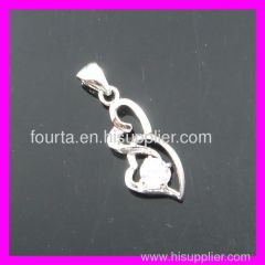 FJ platinum plated zircon pendant