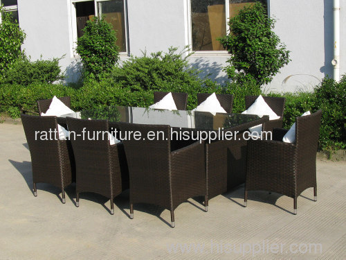 Outdoor wicker dining chair and table restaurant set