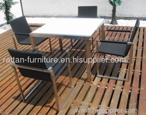 rattan outdoor furniture stainless steel dining set with 4 chairs