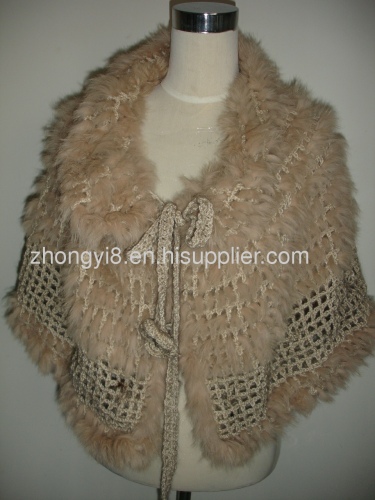 crochet cape with rabbit fur knit