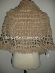 crochet cape with rabbit fur knit