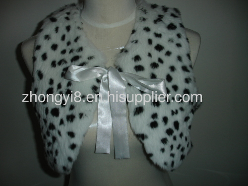 Genuine rabbit fur vest with leapord print