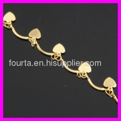 heart shape 18K gold plated bracelet