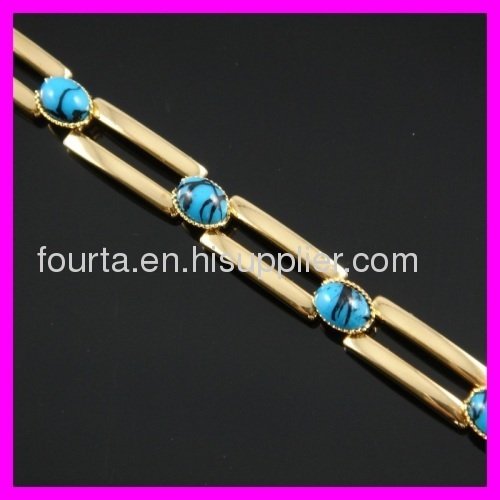 FJ delicate18K gold plated turquoise bracelet