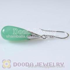 Wholesale Fashion Sterling Silver Dangle Earrings With Green Jade Stone