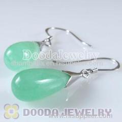 Wholesale Fashion Sterling Silver Dangle Earrings With Green Jade Stone