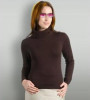 Wool Overs Women's Chocalate Brown Polo Neck Sweater