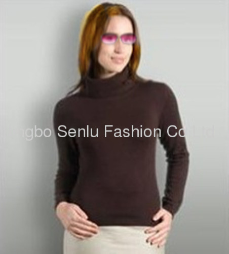 Wool Overs Women's Chocalate Brown Polo Neck Sweater