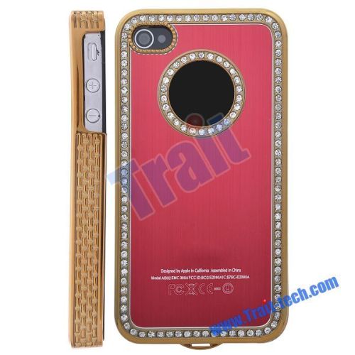 Diamond Edge Electroplating Case for iPhone 4(Red)
