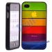 Colorful Rainbow Plastic Case Cover for iPhone 4G(Black)