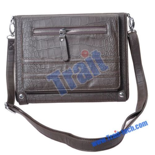 Leather Case for iPad 2 with Shoulder Belt and Holder Function(Brown)