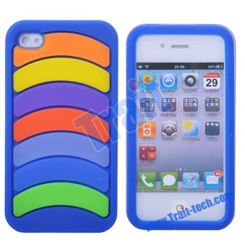 2011 Brand New Rainbow Shape Pattern Silicone Case for iphone 4(Blue)