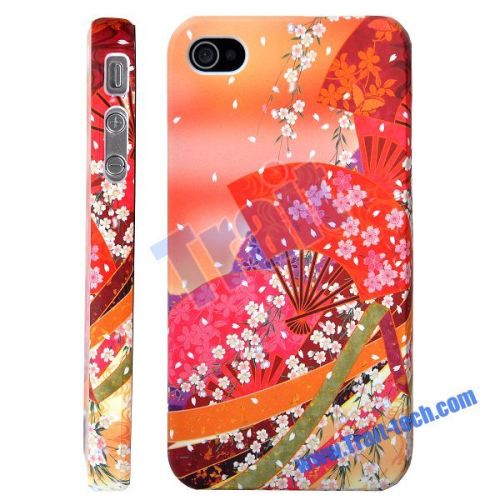 Japanese Kimono Floral Design Protective Hard Case for iPhone 4