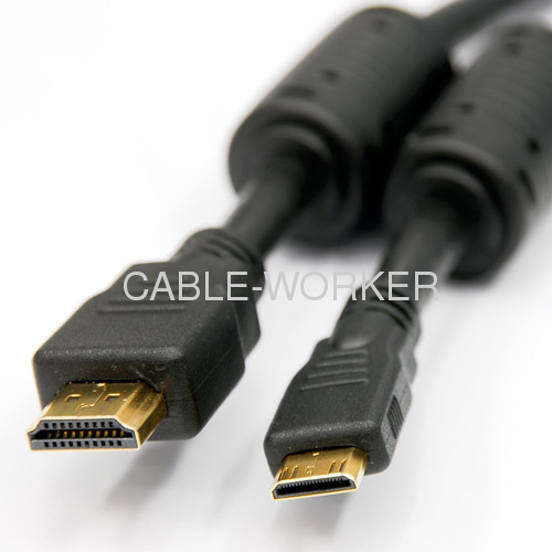 1080P high speed HDMI cable mini HDMI male to HDMI male with ferrite cores